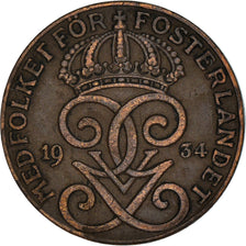 Coin, Sweden, Gustaf V, 2 Öre, 1934, EF(40-45), Bronze, KM:778
