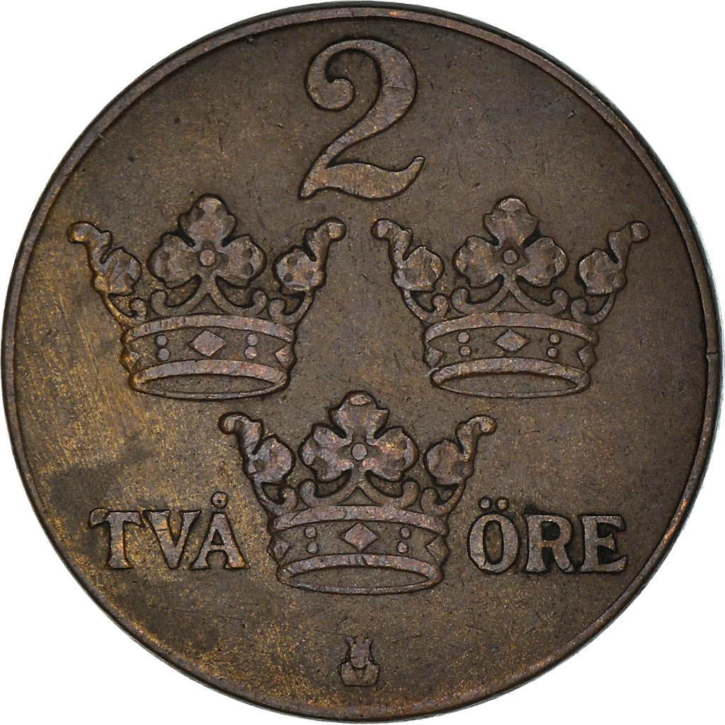 Coin, Sweden, Gustaf V, 2 Öre, 1934, VF(30-35), Bronze, KM:778