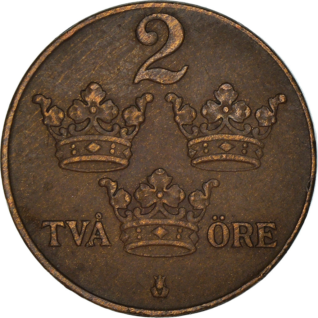 Coin, Sweden, Gustaf V, 2 Öre, 1937, AU(50-53), Bronze, KM:778