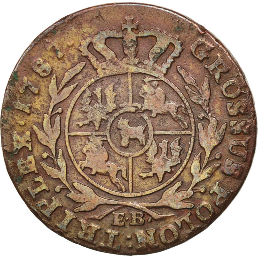 Poland, Stanislaus Augustus, 3 Grosze, 1/2 Szostak - 3 Kruzierz, 1787, VF(20-...