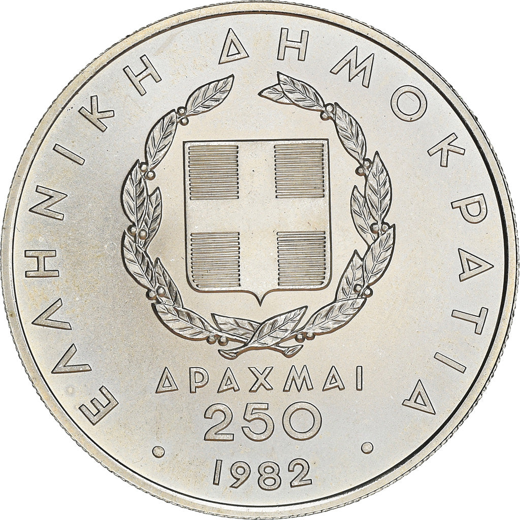 Coin, Greece, 250 Drachmai, 1982, MS(63), Silver, KM:138