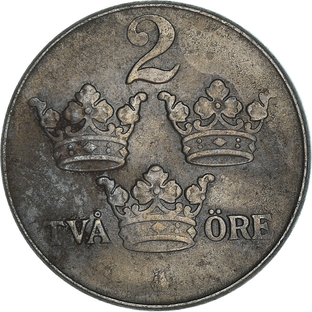 Moeda, Suécia, Gustaf V, 2 Öre, 1945, VF(30-35), Ferro, KM:811