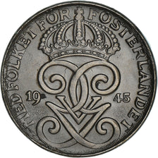 Coin, Sweden, Gustaf V, 2 Öre, 1945, AU(55-58), Iron, KM:811