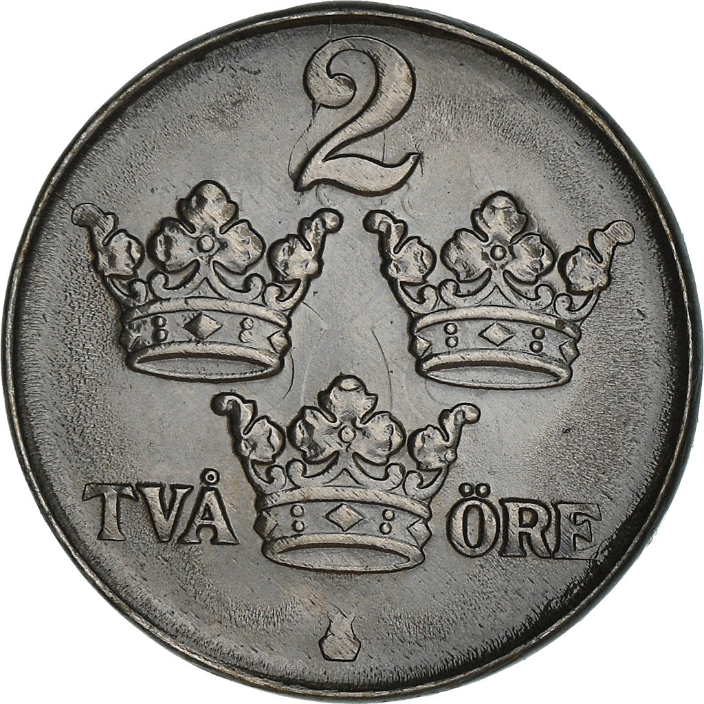 Coin, Sweden, Gustaf V, 2 Öre, 1945, AU(55-58), Iron, KM:811