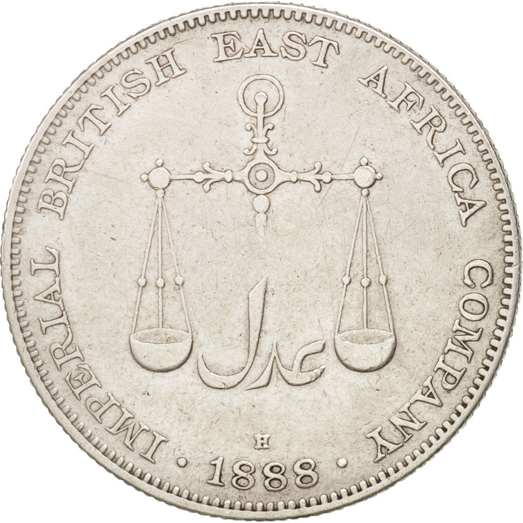 MOMBASA, Rupee, 1888, Birmingham, BB, Argento, KM:5