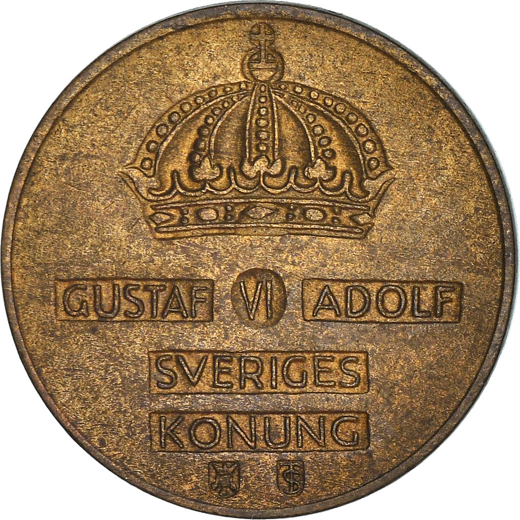 Coin, Sweden, Gustaf VI, 2 Öre, 1952, EF(40-45), Bronze, KM:821