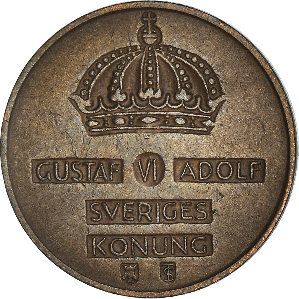 Coin, Sweden, Gustaf VI, 2 Öre, 1955, AU(50-53), Bronze, KM:821