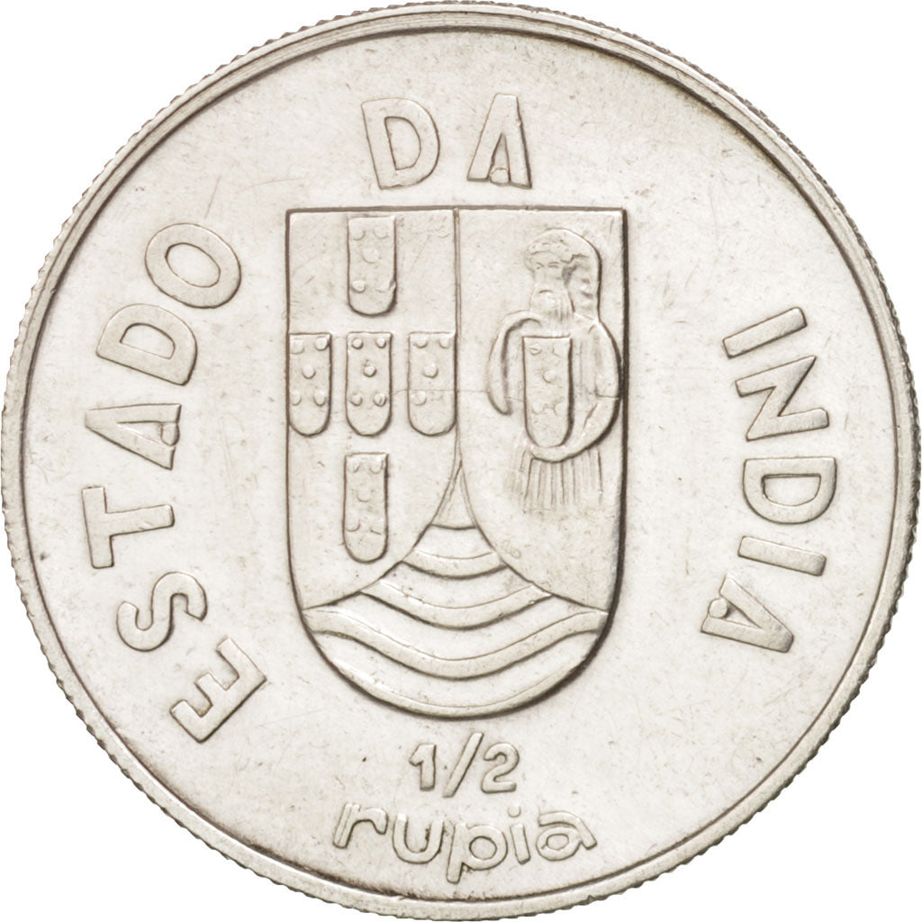 INDIA - PORTOGHESE, 1/2 Rupia, 1936, SPL-, Argento, KM:23