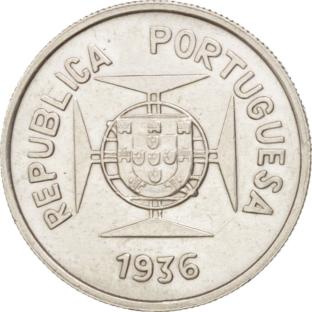 INDIA - PORTOGHESE, 1/2 Rupia, 1936, SPL-, Argento, KM:23