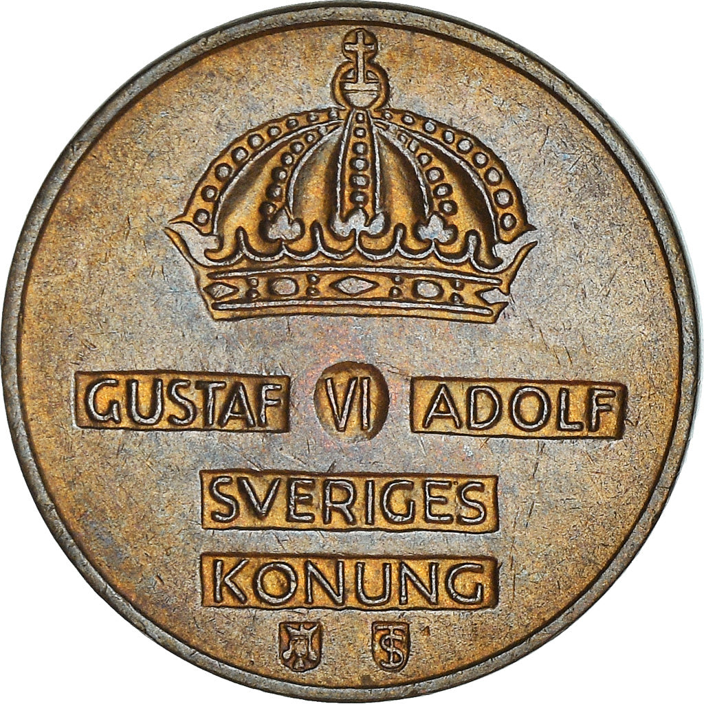 Moneta, Szwecja, Gustaf VI, 2 Öre, 1959, AU(50-53), Bronze, KM:821