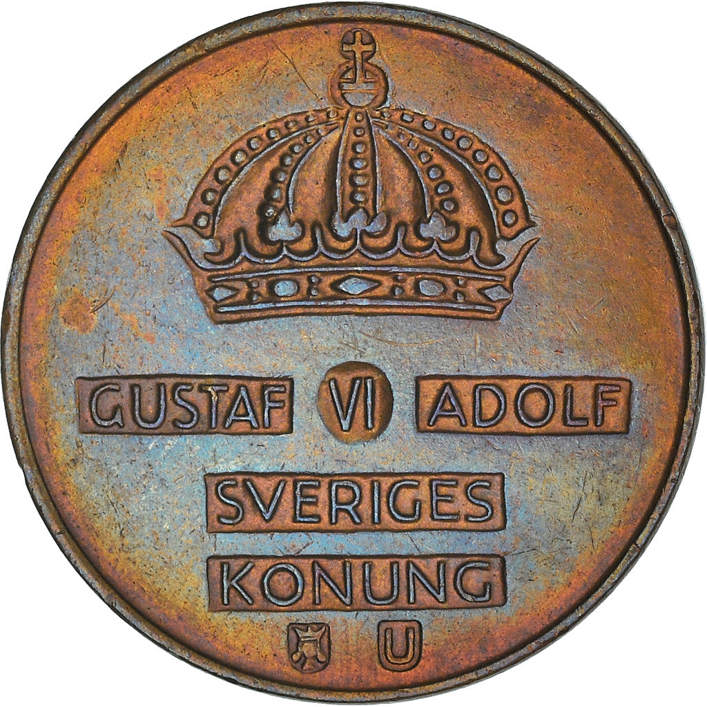 Coin, Sweden, Gustaf VI, 2 Öre, 1962, AU(50-53), Bronze, KM:821