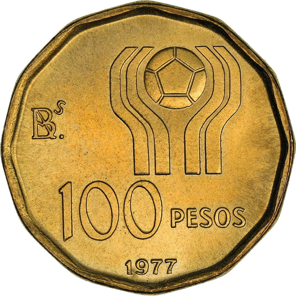 Moeda, Argentina, 100 Pesos, 1977, AU(50-53), Alumínio-Bronze, KM:77