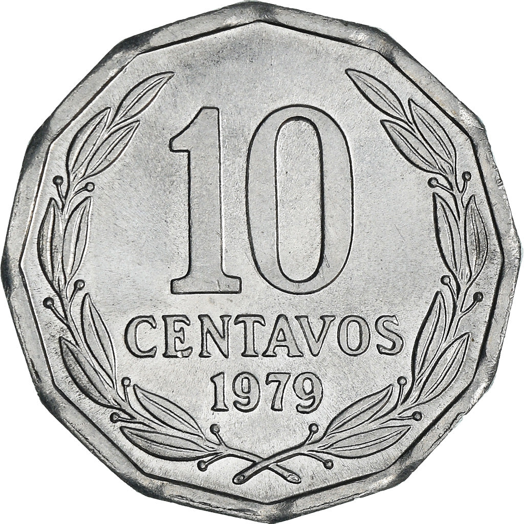 Coin, Chile, 10 Centavos, 1979, MS(63), Aluminum, KM:205a