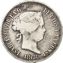 Coin, Philippines, 50 Centimos, 1868, VF(30-35), Silver, KM:147