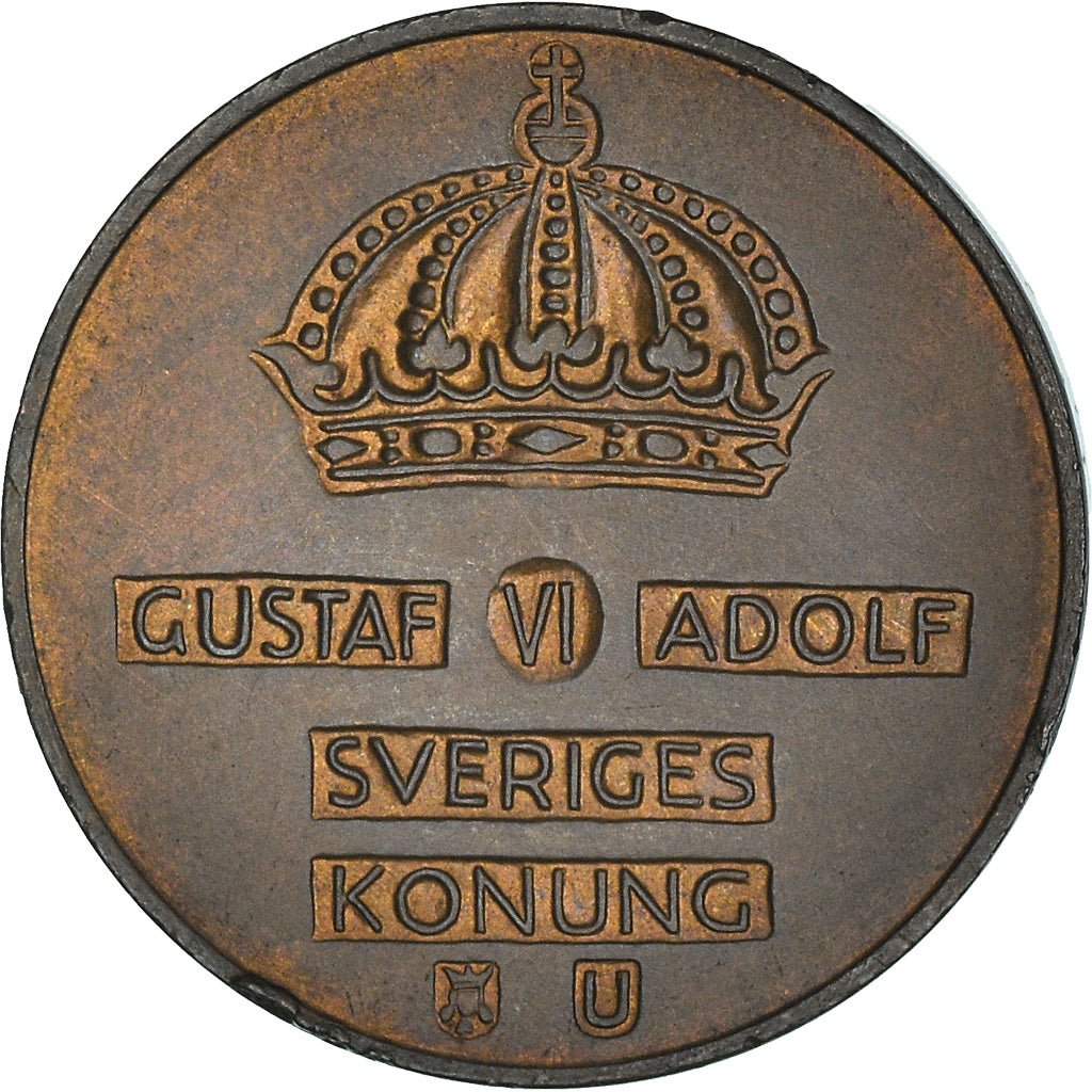 Münze, Schweden, Gustaf VI, 2 Öre, 1965, SS+, Bronze, KM:821