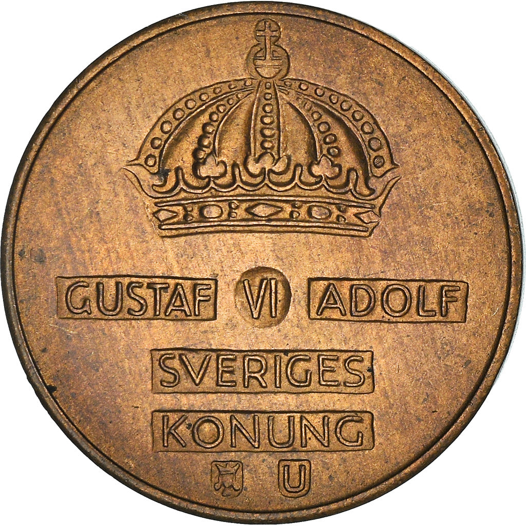 Moneda, Suecia, Gustaf VI, 2 Öre, 1968, MBC+, Bronce, KM:821