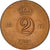 Moneda, Suecia, Gustaf VI, 2 Öre, 1971, MBC+, Bronce, KM:821