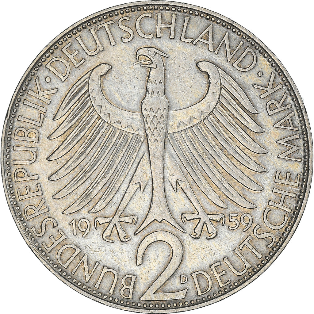 Coin, GERMANY - FEDERAL REPUBLIC, 2 Mark, 1959, Munich, EF(40-45)