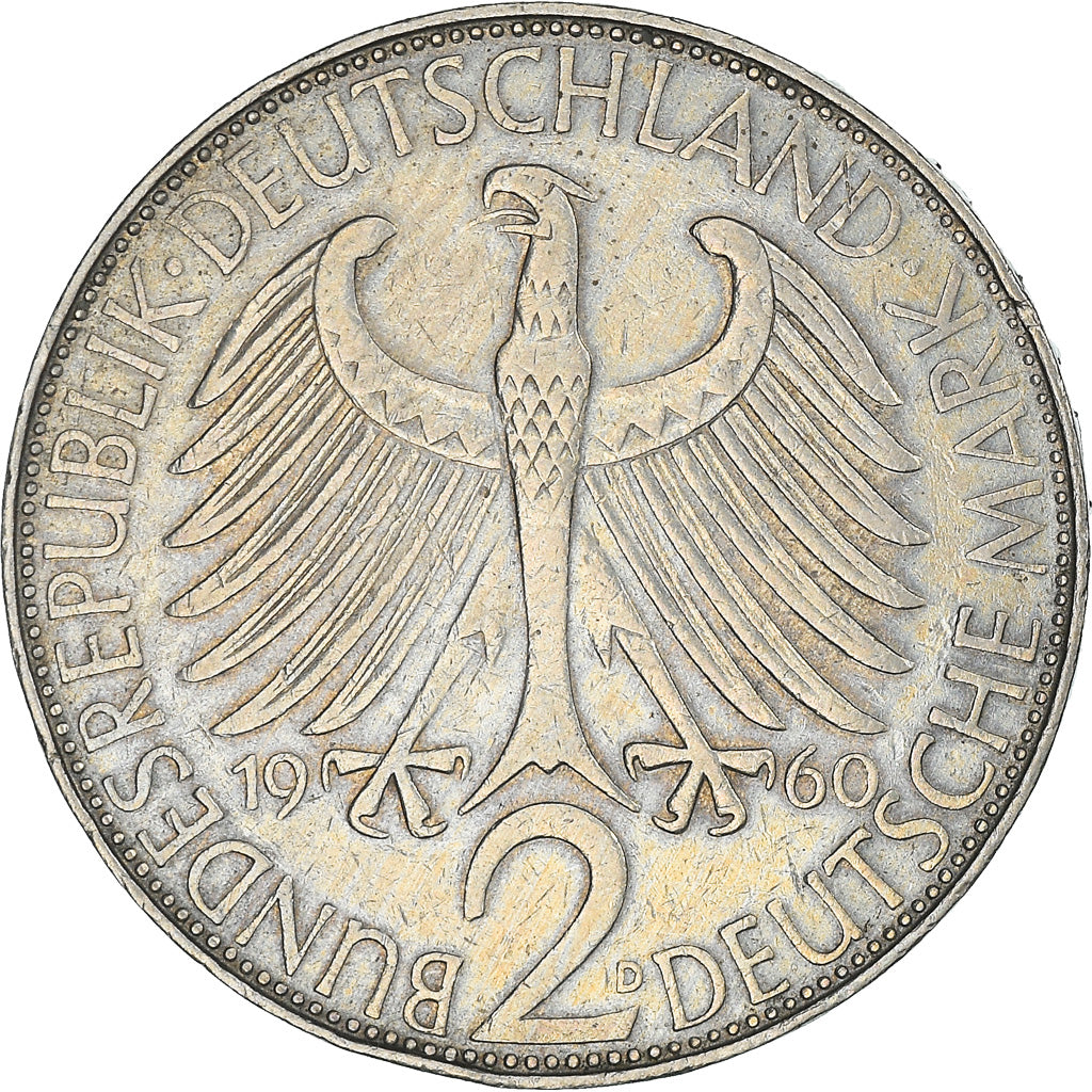 Coin, GERMANY - FEDERAL REPUBLIC, 2 Mark, 1960, Munich, EF(40-45)