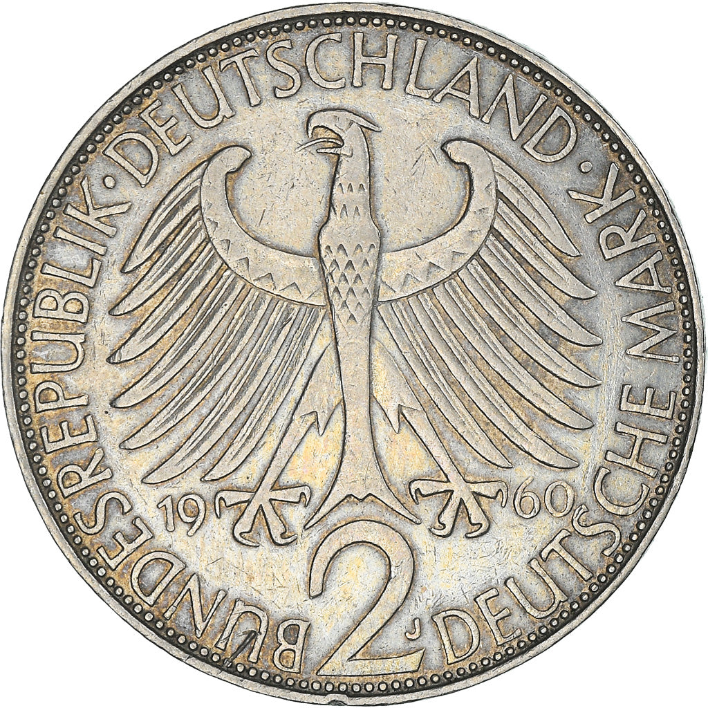 Coin, GERMANY - FEDERAL REPUBLIC, 2 Mark, 1960, Hamburg, EF(40-45)