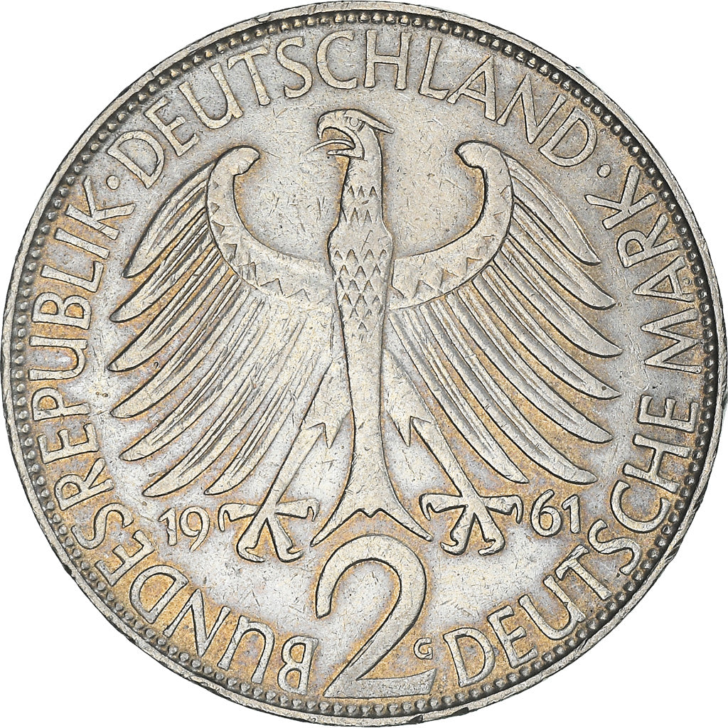Coin, GERMANY - FEDERAL REPUBLIC, 2 Mark, 1961, Karlsruhe, EF(40-45)
