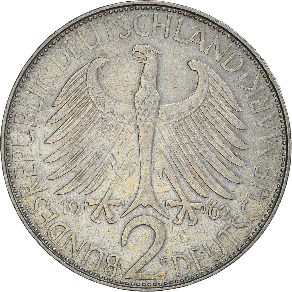 Coin, GERMANY - FEDERAL REPUBLIC, 2 Mark, 1962, Karlsruhe, EF(40-45)
