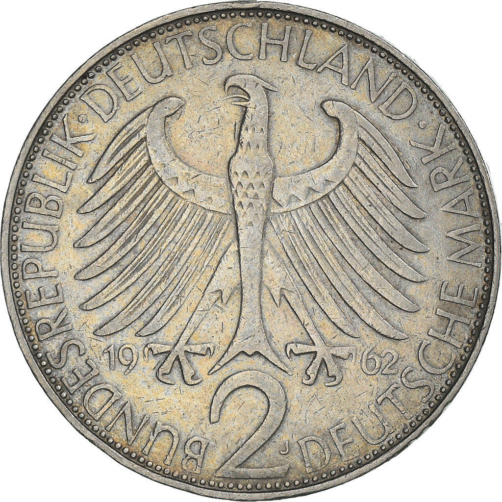 Coin, GERMANY - FEDERAL REPUBLIC, 2 Mark, 1962, Hambourg, EF(40-45)