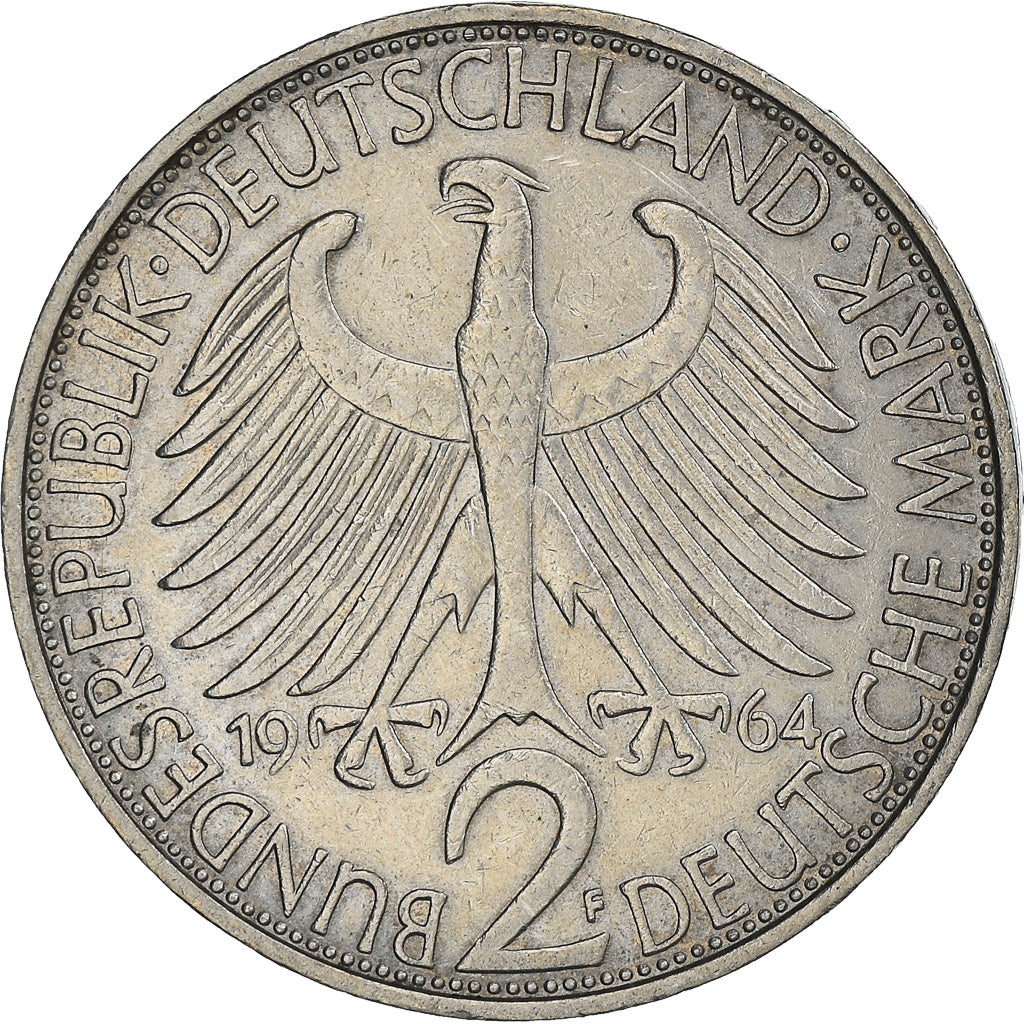 Coin, GERMANY - FEDERAL REPUBLIC, 2 Mark, 1964, Stuttgart, EF(40-45)
