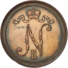 Finnland, Nicholas II, 10 Pennia, 1897, AU(55-58), Copper, KM:14