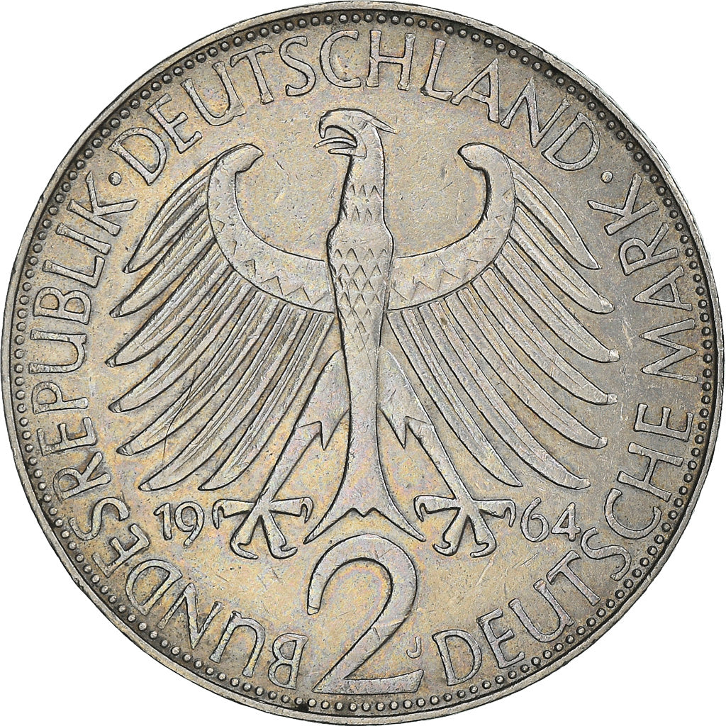 Coin, GERMANY - FEDERAL REPUBLIC, 2 Mark, 1964, Hambourg, EF(40-45)