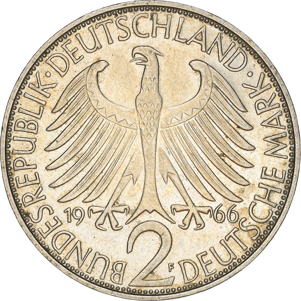 Coin, GERMANY - FEDERAL REPUBLIC, 2 Mark, 1966, Stuttgart, EF(40-45)