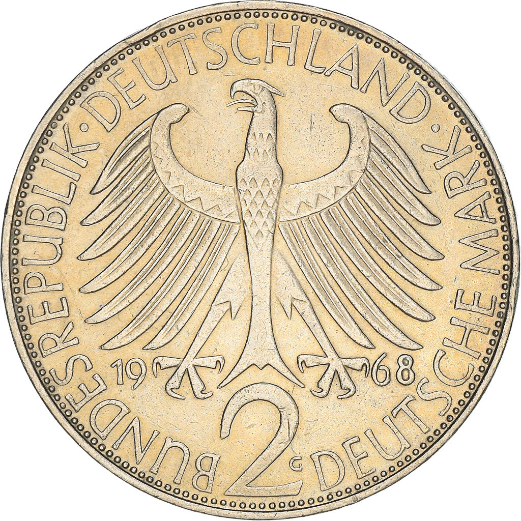 Coin, GERMANY - FEDERAL REPUBLIC, 2 Mark, 1968, Karlsruhe, EF(40-45)