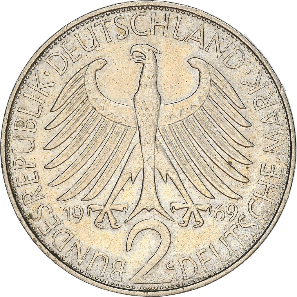 Coin, GERMANY - FEDERAL REPUBLIC, 2 Mark, 1969, Karlsruhe, EF(40-45)
