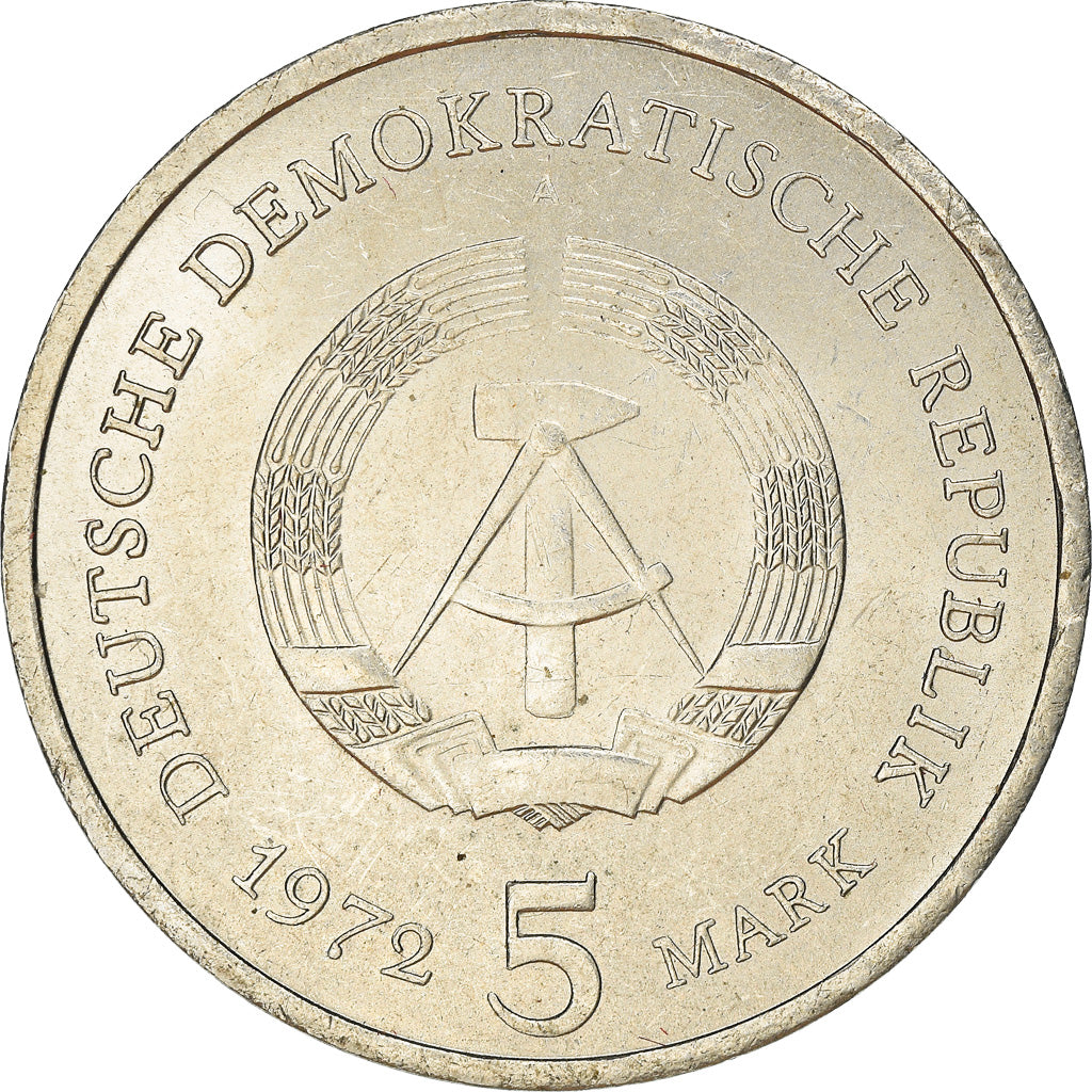 Moneda, REPÚBLICA DEMOCRÁTICA ALEMANA, 5 Mark, 1972, Berlin, MBC, Cobre -