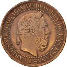 Spagna, Charles VII, 10 Centimos, 1875, BB, Rame, KM:670