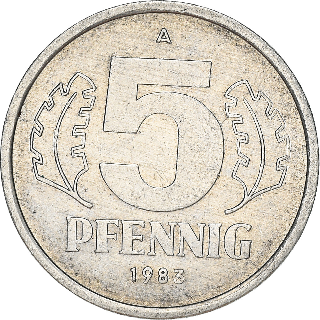 Coin, GERMAN-DEMOCRATIC REPUBLIC, 5 Pfennig, 1983, Berlin, AU(50-53), Aluminum