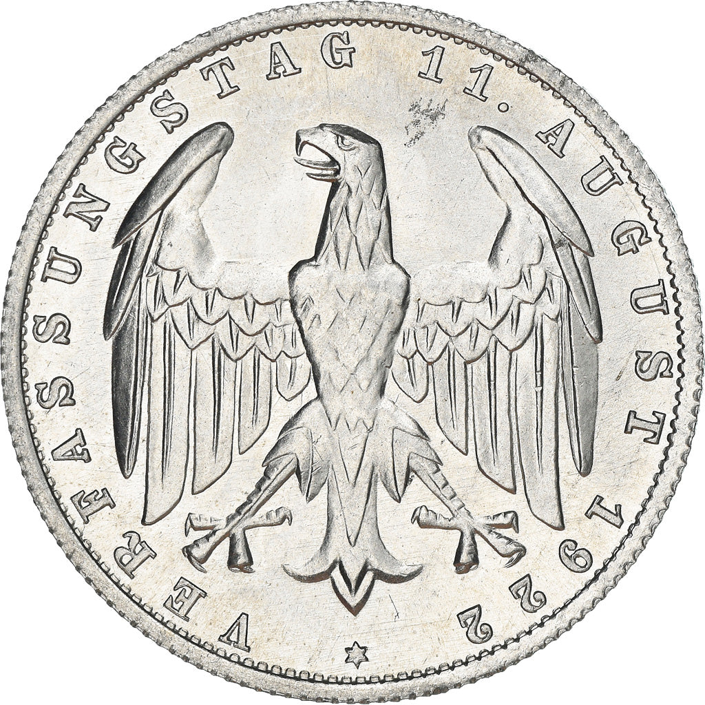Coin, GERMANY, WEIMAR REPUBLIC, 3 Mark, 1922, Berlin, AU(50-53), Aluminum, KM:28