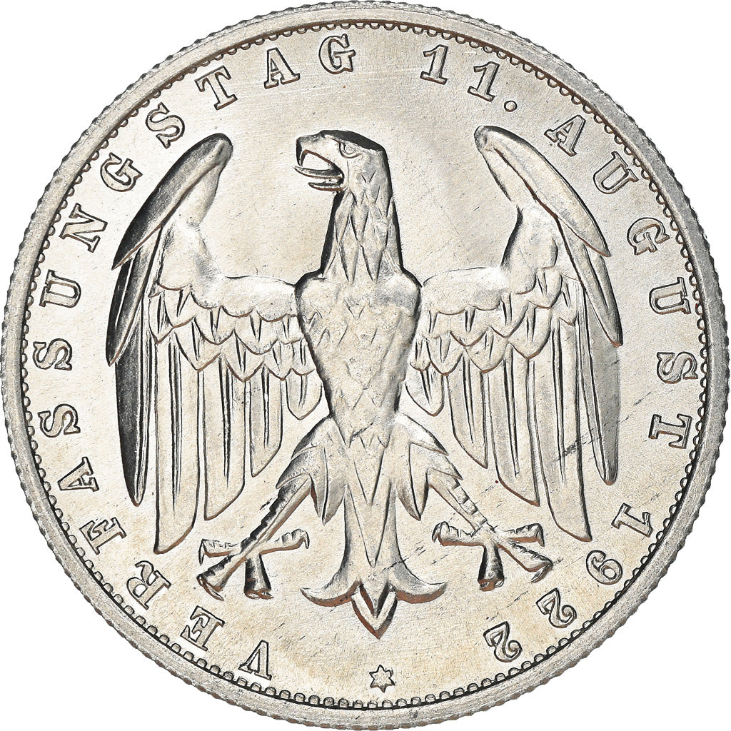Coin, GERMANY, WEIMAR REPUBLIC, 3 Mark, 1922, Berlin, AU(55-58), Aluminum, KM:28