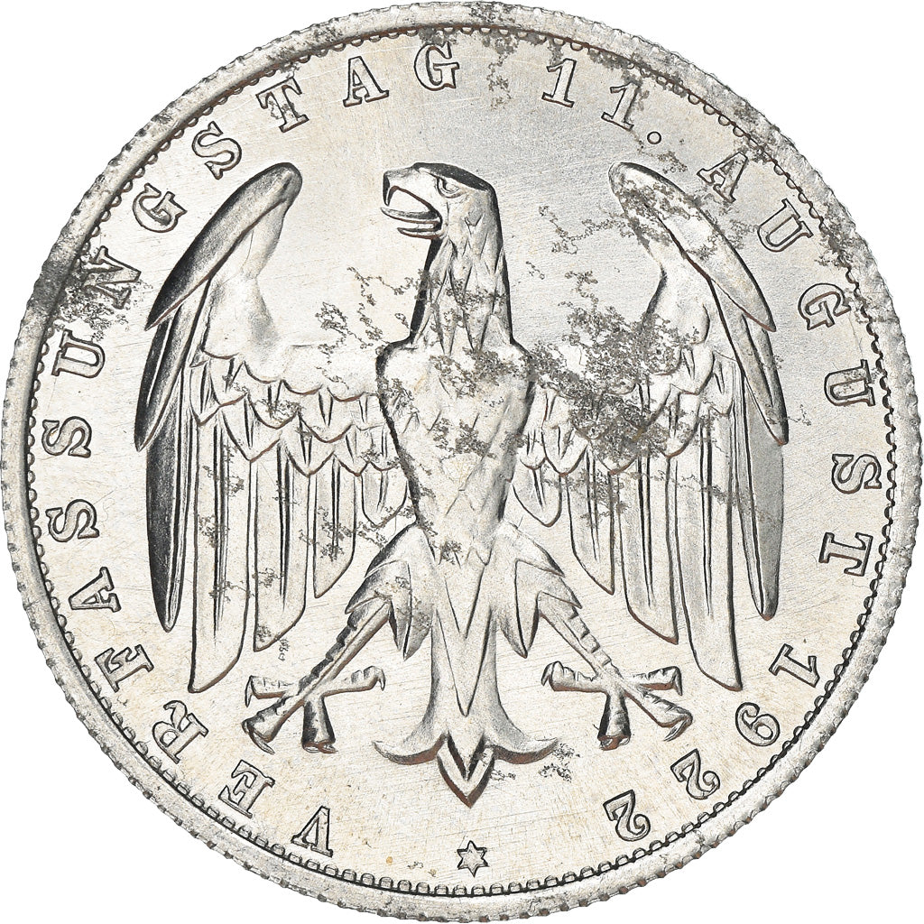 Coin, GERMANY, WEIMAR REPUBLIC, 3 Mark, 1922, Berlin, EF(40-45), Aluminum, KM:28