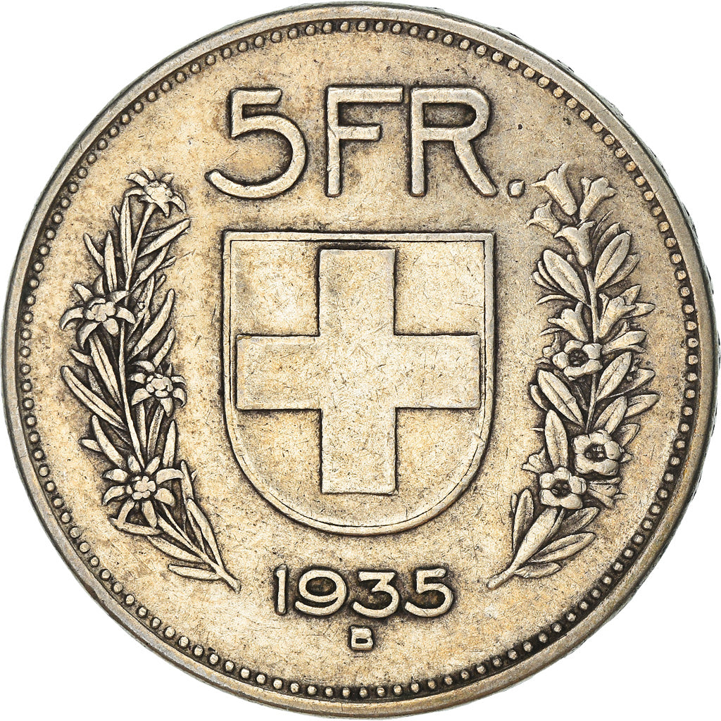 Coin, Switzerland, 5 Francs, 1935, Bern, EF(40-45), Silver, KM:40