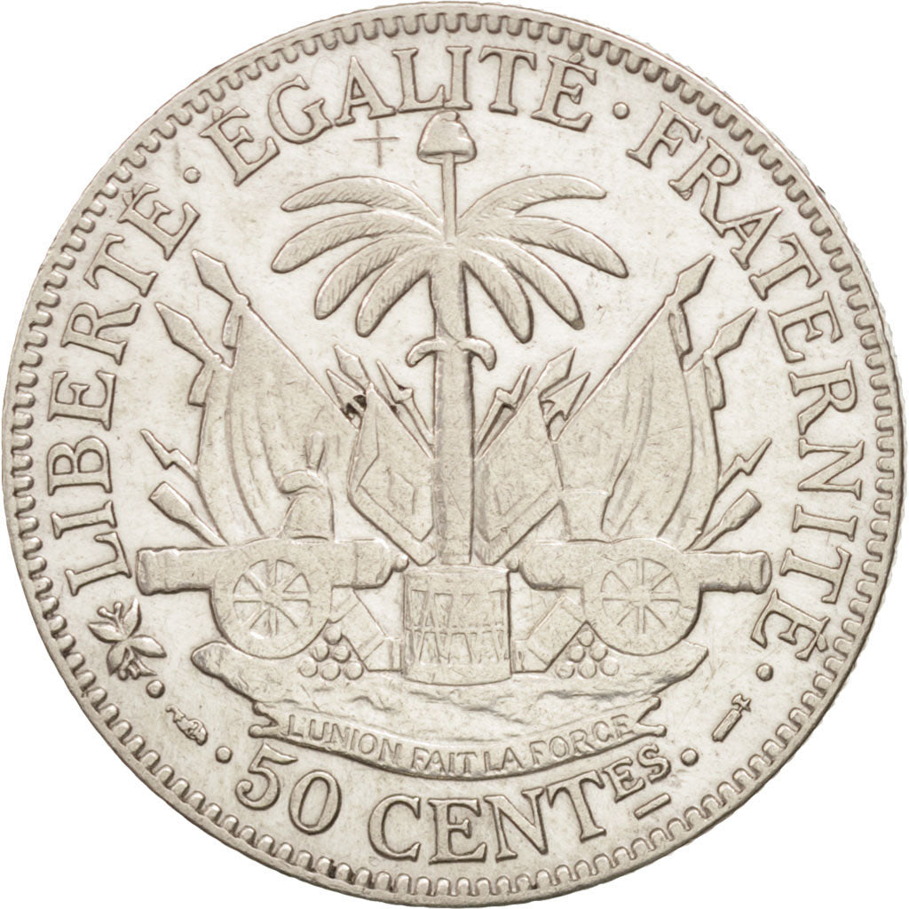 Haiti, 50 Centimes, 1895, Paris, BB+, Argento, KM:47
