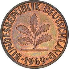 Coin, GERMANY - FEDERAL REPUBLIC, 2 Pfennig, 1969, Hambourg, EF(40-45), Copper