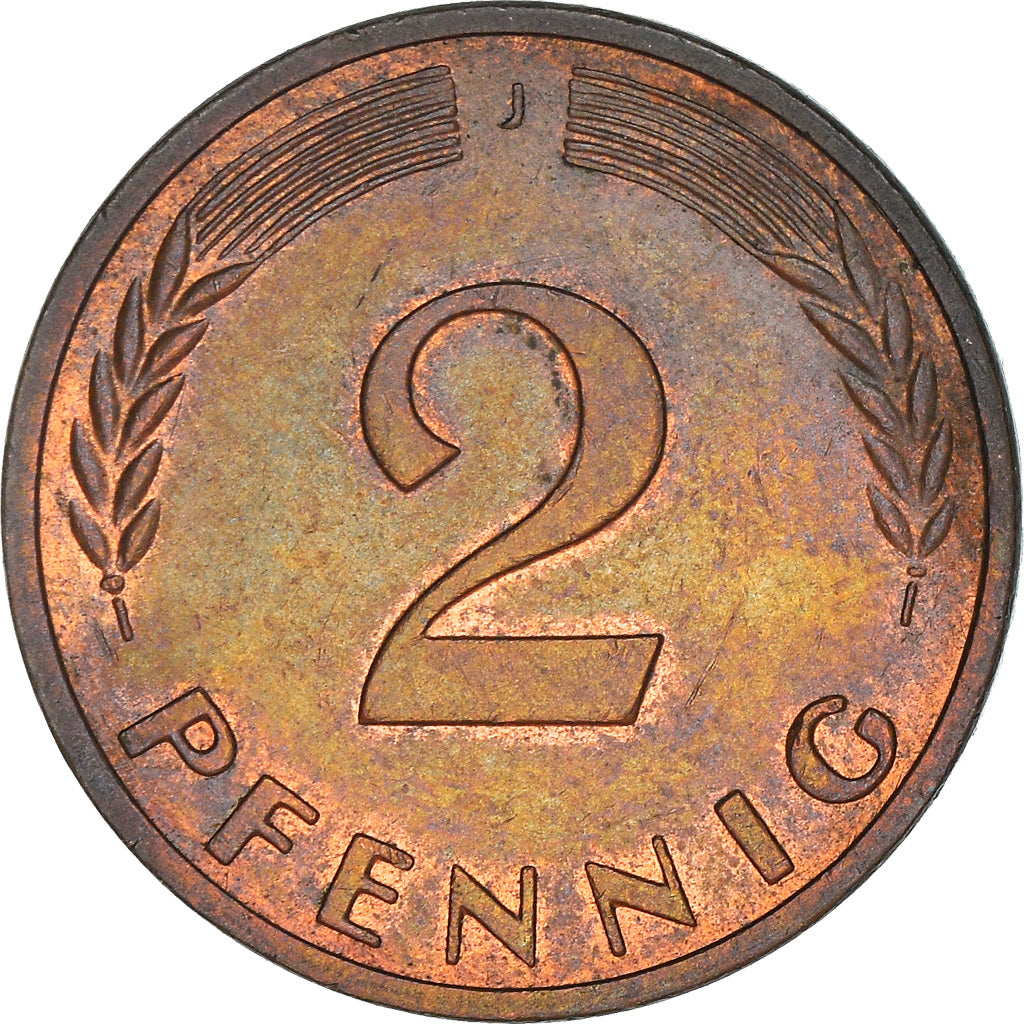 Coin, GERMANY - FEDERAL REPUBLIC, 2 Pfennig, 1969, Hambourg, EF(40-45), Copper