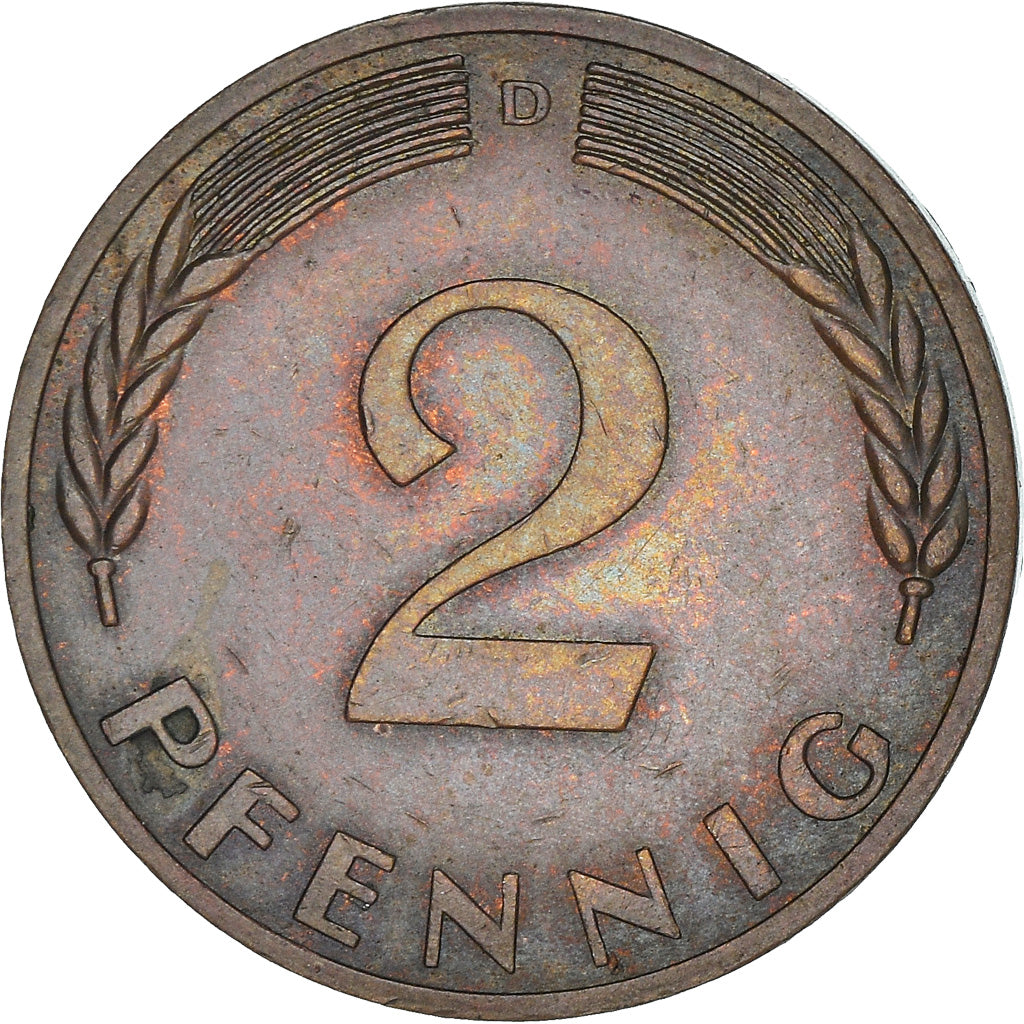 Moeda, ALEMANHA - REPÚBLICA FEDERAL, 2 Pfennig, 1969, Munich, EF(40-45), Aço
