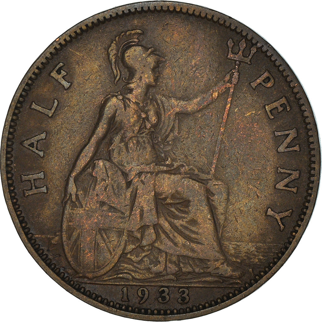 Coin, Great Britain, George V, 1/2 Penny, 1933, VF(20-25), Bronze, KM:837