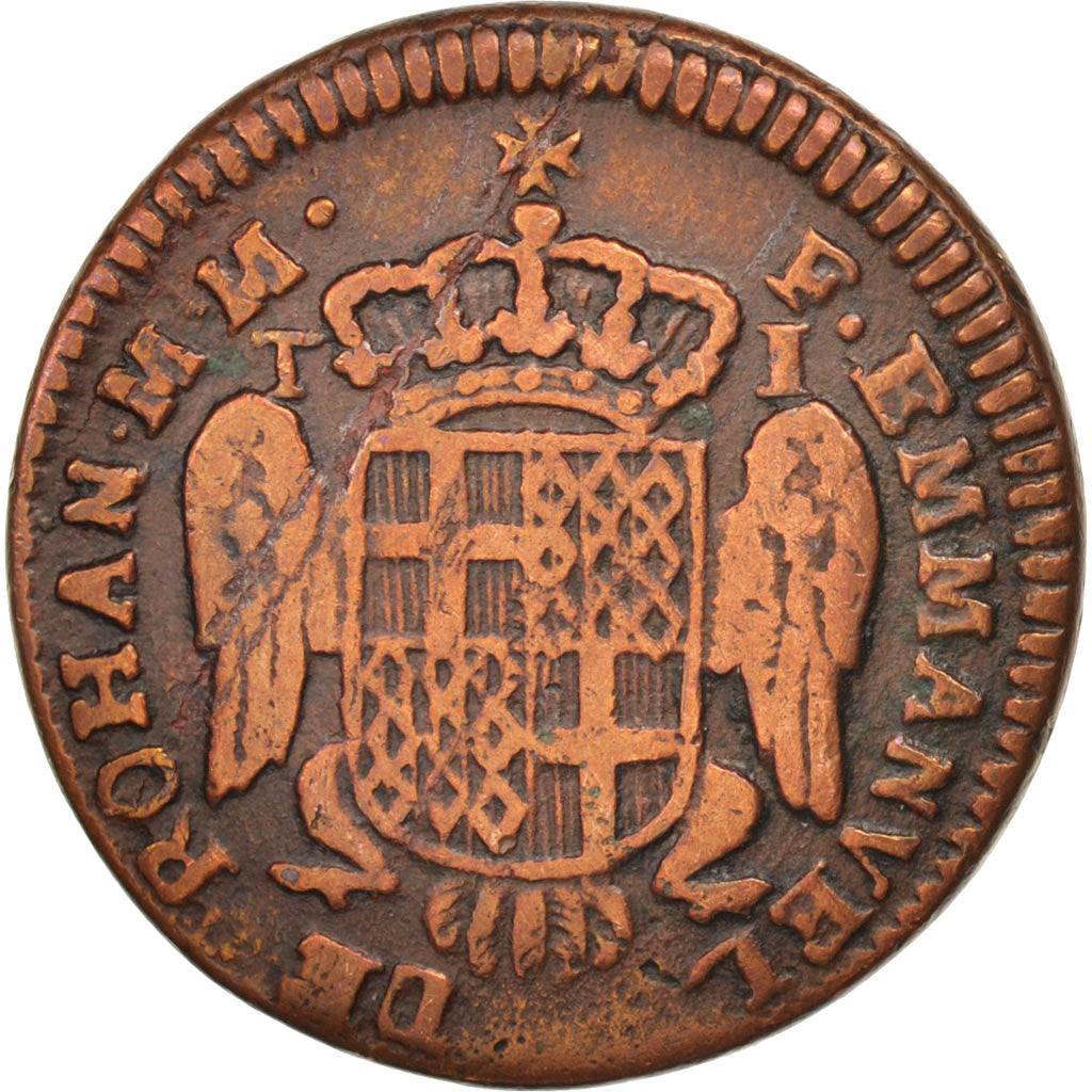 MALTA, ORDER OF, Emmanuel de Rohan, Tari, 1786, VF(30-35), Copper, KM:331.3