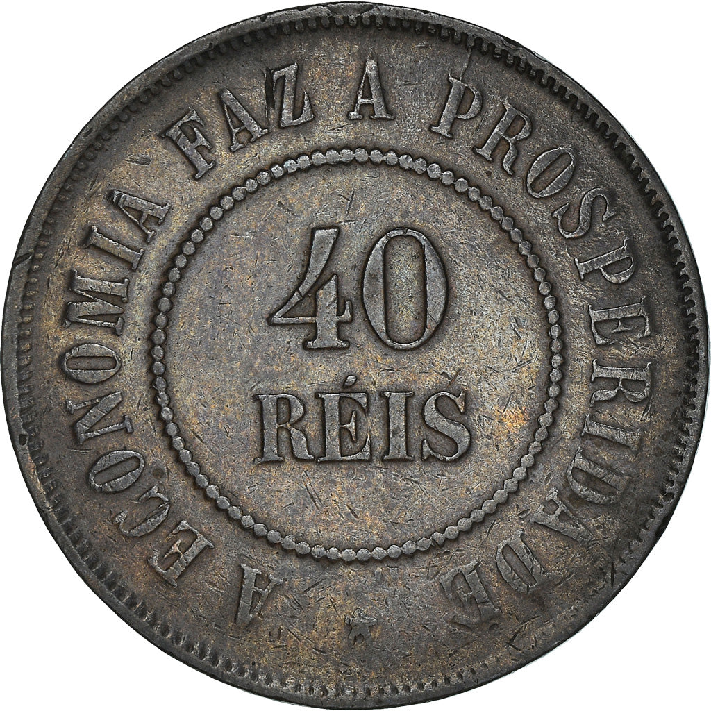 Coin, Brazil, 40 Reis, 1912, EF(40-45), Bronze, KM:491