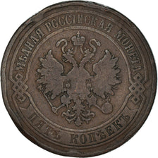 Monnaie, Russie, Alexander II, 5 Kopeks, 1873, Ekaterinbourg, TB+, Cuivre