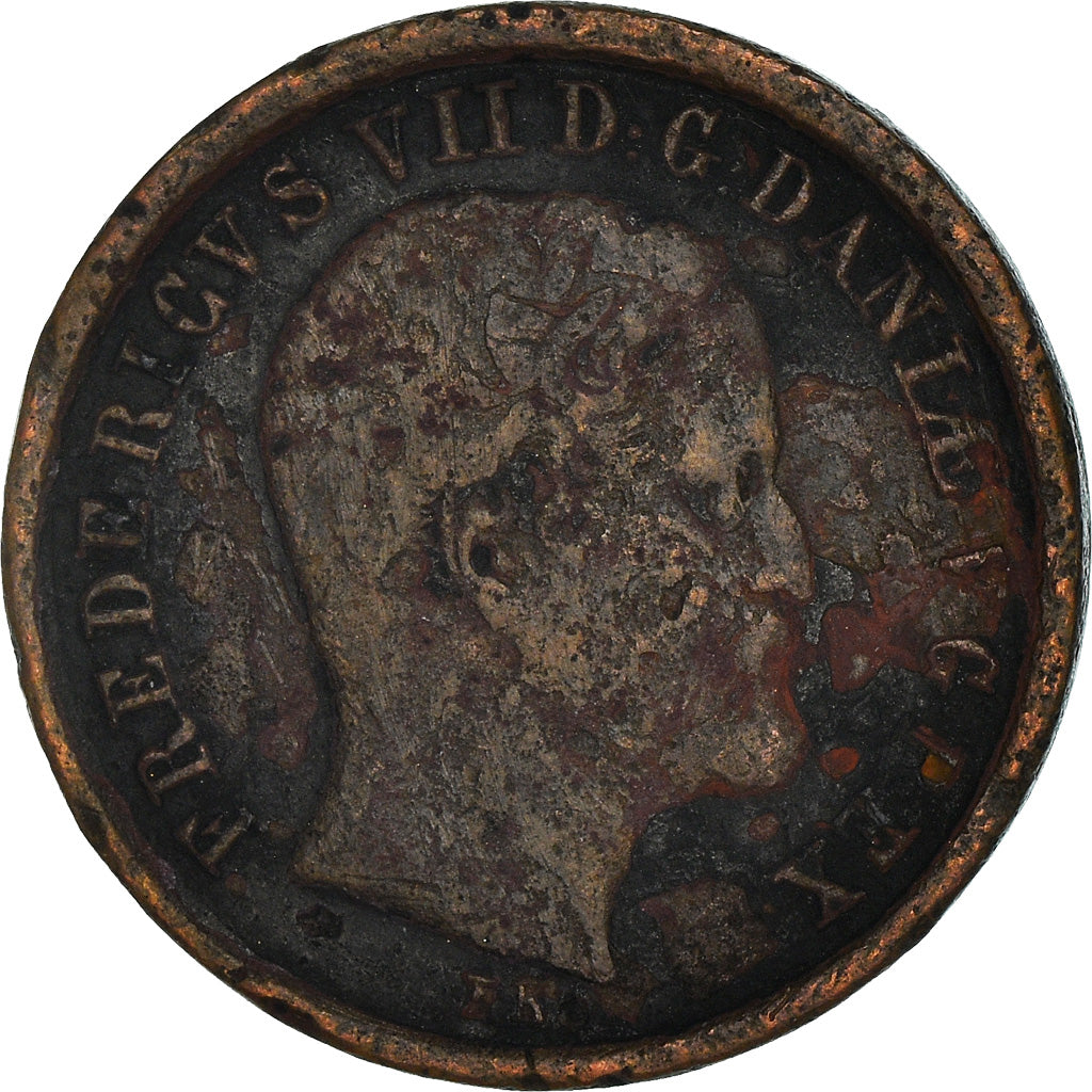 Coin, Denmark, Frederik VII, Rigsbankskilling, 1853, F(12-15), Copper, KM:756