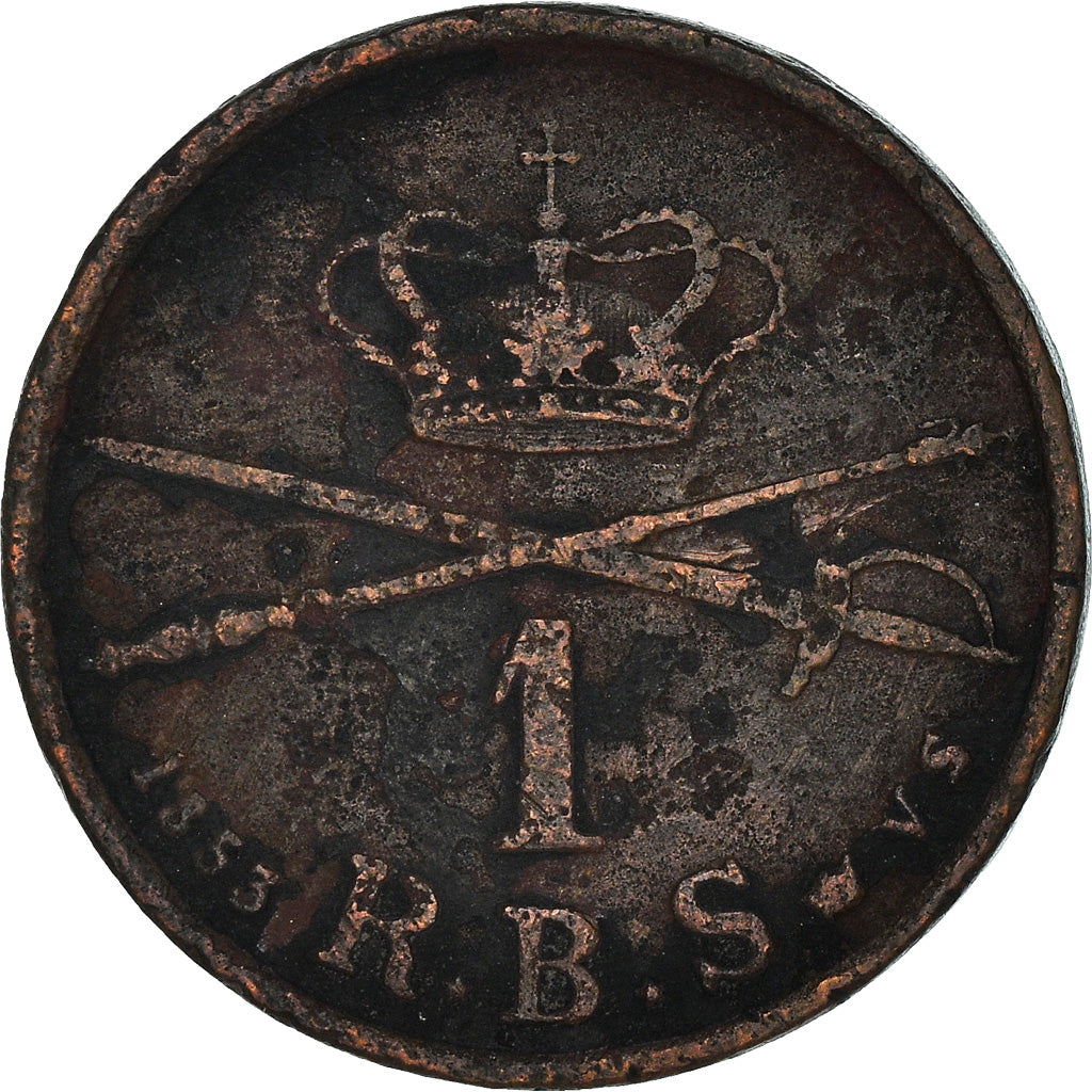 Coin, Denmark, Frederik VII, Rigsbankskilling, 1853, F(12-15), Copper, KM:756